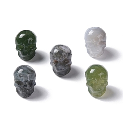 Moss Agate Natural Moss Agate Beads, Skull, 13x10x11.5mm, Hole: 1mm