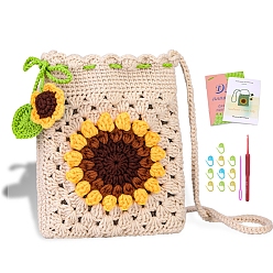 Misty Rose DIY Crochet Storage Bag Kits, including Polyester Yarn, Misty Rose, 18x14cm