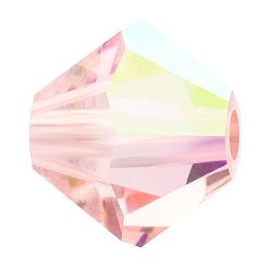70120 200 Light Rose AB Хрустальные бусины preciosa®, чешский хрусталь, биконус(451 69 302 рондель), 70120 200 светло-розовый ab, 6 мм, отверстие: 1 мм