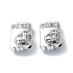 Antique Silver Tibetan Style Alloy Beads, Gloves with Heart, Antique Silver, 13x10.5x7mm, Hole: 1.6mm, about 161pcs/500g
