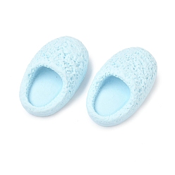 Светло-голубой Непрозрачные кабошоны из смолы, тапочка, светло-голубой, 38.5x23.5x15 мм