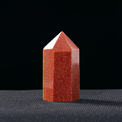 Камень с Пылевым Золотом Башня синтетический авангардный декор, исцеляющие каменные палочки, для декора для балансировки энергии, медитации, терапии, шестиугольная призма, 40~50 мм