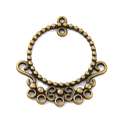 Antik Bronze Legierung Kronleuchter Komponente Links, Cadmiumfrei und Nickel frei und Bleifrei, Flachrund, Antik Bronze, 39.5x37.5x1.5 mm, Bohrung: 2 mm