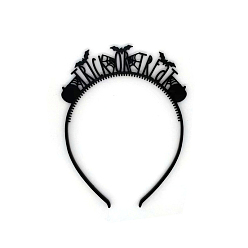 Black Halloween Theme Plastic Hair Bands for Girls Women Party Decoration, Word Trick or Treat, Black, 160x125mm