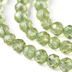 Peridot Natural Peridot Beads Strands, Faceted, Round, 3.5~4mm, Hole: 0.9mm, about 100~101pcs/strand, 15.1 inch~15.3 inch(38.5~39cm)