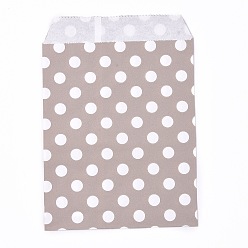 Gray Kraft Paper Bags, No Handles, Food Storage Bags, Polka Dot Pattern, Gray, 18x13cm