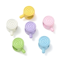 Gemischte Farbe Spritzlackierte europäische Glasperlen, Großloch perlen, Lutscher, Gemischte Farbe, 15x10x8.5 mm, Bohrung: 5.5 mm