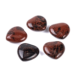 Mahogany Obsidian Natural Mahogany Obsidian Healing Stones, Heart Love Stones, Pocket Palm Stones for Reiki Ealancing, 30x30x11.5~12.5mm