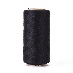 Negro Cordón de poliéster encerado, cordón de micro macramé, hilo de coser encerado, piso, negro, 0.8 mm, aproximadamente 284.33 yardas (260 m) / rollo