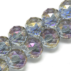 Medium Orchid Electroplate Glass Beads Strands, Rainbow Plated, Faceted, Round, Medium Orchid, 19~20mm, Hole: 2mm, about 30pcs/22 inch