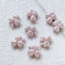 Thistle Porcelain Beads, Pearlized, Shamrock for Saint Patrick's Day, Thistle, 13x12mm