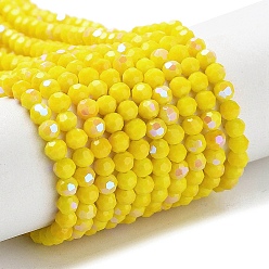 Yellow Opaque Glass Beads Strands, Faceted, Round, Yellow, 3mm, Hole: 0.8mm, about 167~170pcs/strand, 19.88~20.08''(50.5~51cm)
