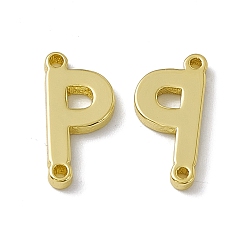 Letter P Rack Plating Brass Connector Charms, Real 18K Gold Plated, Long-Lasting Plated, Cadmium Free & Nickel Free & Lead Free, Letter Links, Letter.P, 14x6.5x1.5mm, Hole: 1mm