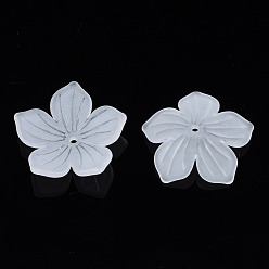 Clear Transparent Acrylic Beads, Frosted, Flower, Clear, 25x26x5.5mm, Hole: 1.6mm, about 690pcs/500g