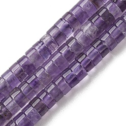 Amethyst Natural Amethyst Beads Strands, Flat Round/Disc, Heishi Beads, 4x1.8~2mm, Hole: 0.8mm, about 203pcs/strand, 15.35~15.43 inch(39~39.2cm)