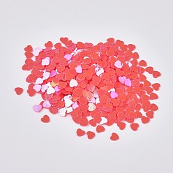 Tomato Ornament Accessories Plastic Paillette/Sequins Beads, No Hole/Undrilled Beads, Heart, Tomato, 2.7x3x0.3mm, about 173075pcs/pound