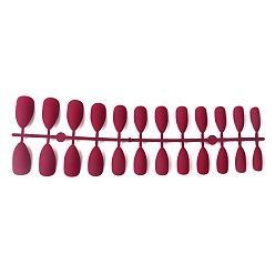 Crimson Solid Plastic Full Cover Press on False Nail Tips, Nail Art Detachable Manicure Teardrop, Crimson, 19~26x11.6~20mm, 24pcs/set