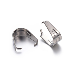 Stainless Steel Color 201 Stainless Steel Snap on Bails, Stainless Steel Color, 11x11x5mm, Pin: 1mm