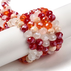 Tomato Glass Beads Strands, Faceted, Rondelle, Tomato, 4x3mm, Hole: 0.4mm, about 123~127pcs/strand, 15.75~16.5 inch(40~42cm)