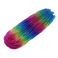 Разноцветный Выпечка расписные прозрачные стеклянные бусины, градиент цвета, сегментированные разноцветные бусины, круглые, красочный, 8 мм, отверстие : 1 мм, около 106 шт / нитка, 31.10'' (79 см)