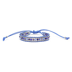 #13 Sea Blue Bohemian Crystal Single Layer White Beaded Friendship Bracelet