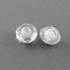 Clear Transparent Acrylic Beads, Bead in Bead, Faceted, Rondelle, Clear, 8x6mm, Hole: 2mm, about 2700pcs/500g
