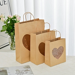 Сердце Складные картонные бумажные подарочные сумки, подарочные пакеты с видимым окошком, прямоугольные, сердце, 21x10x25.5 см