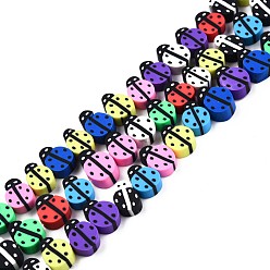 Colorful Handmade Polymer Clay Beads Strand, Ladybug, Colorful, 10~12x7.5~10.5x4.5mm, Hole: 1.6mm, about 40pcs/strand, 13.39 inch~13.78 inch(34~35cm)