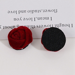 Dark Red Velvet Handmade 3D Rose Flower, DIY Ornament Accessories for Shoes Hats Clothes, Dark Red, 20x19mm