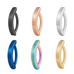 Mixed Color 6Pcs 6 Color 304 Stainless Steel Curved Belly Ring Hoop, Piercing Jewelry for Women, Mixed Color, 18x3mm