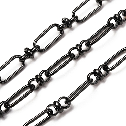 Черный 304 цепи прямоугольные звенья нержавеющие, несварные, ионное покрытие (ip), чёрные, 16.5x7.5x1.5 мм