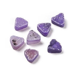 Mauve Natural Druzy Agate Cabochons, Dyed, Triangle, Mauve, 10x10x5~6mm