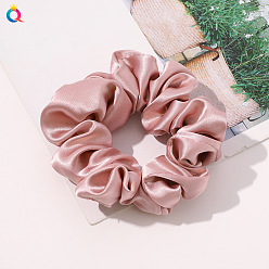 Simulated silk 8cm small loop - Korean pink Elegant and Versatile Solid Color Hair Scrunchies for Women, Simulated Silk Ponytail Holder Accessories