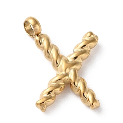 Letter X 316 Surgical Stainless Steel Pendants & Charms, Golden, Letter X, 13x9.5x2mm, Hole: 2mm