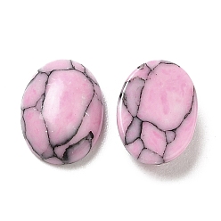 Pink Glass Cabochons, Imitation Gemstone, Oval, Pink, 8x6x2.5~3mm