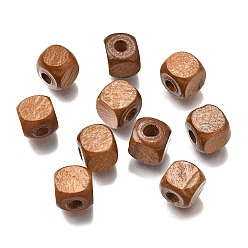 Сиена Спрей окрашены деревянные бусины, квадратный, цвет охры, 10x10x10 мм, отверстие : 3 мм