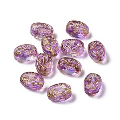 Dark Orchid Transparent Spray Painted Glass Beads, Oval, Dark Orchid, 11x8x6mm, Hole: 1mm