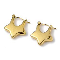 Golden Ion Plating(IP) 304 Stainless Steel Star Thick Hoop Earrings for Women, Golden, 20.5x18x3.5mm, Pin: 0.5mm