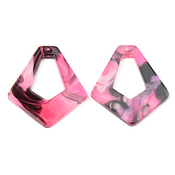 Hot Pink Acrylic Pendants, Kite, Hot Pink, 34x29x2.5mm, Hole: 1.5mm