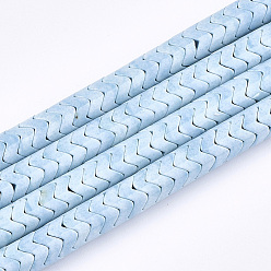 Light Blue Natural Agate Beads Strands, Dyed, Wave, Light Blue, 6.5~7x4~4.5mm, Hole: 1.2mm, about 128pcs/strand, 15.7 inch