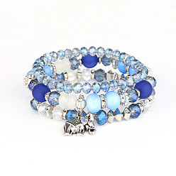 Blue B106 Boho Tassel Charm Bracelet Multi-layer Beaded Hand Chain for Women
