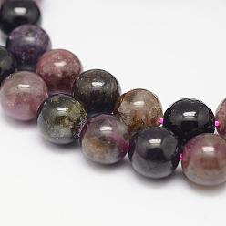 Tourmaline Tourmaline naturelles perles brins, ronde, 8mm, Trou: 0.8~1mm, Environ 51 pcs/chapelet, 15.7 pouces (400 mm)