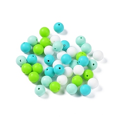 Lawn Green Round Food Grade Eco-Friendly Silicone Focal Beads, Chewing Beads For Teethers, DIY Nursing Necklaces Making, Lawn Green, 12mm, Hole: 2.5mm, 4 colors, 10pcs/color, 40pcs/bag