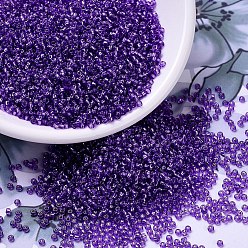 (RR1347) Окрашенный Фиолетовый Цвет с Серебряной Подкладкой Миюки круглые бусины рокайль, японский бисер, 11/0, (rr 1347) окрашенный в серебристый цвет фиолетовый, 11/0, 2x1.3 мм, отверстие : 0.8 мм, Около 1111 шт / 10 г
