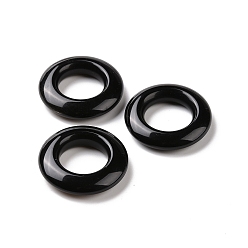 Obsidian Natural Obsidian Pendants, Ring Charms, 30x7mm, Hole: 15.5mm