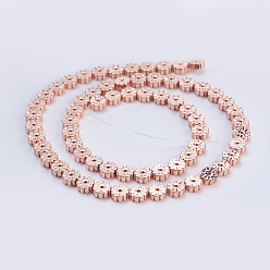 Rose Gold Plated Electroplate Non-magnetic Synthetic Hematite Beads Strands, Flower, Rose Gold Plated, 6x2mm, Hole: 1mm, about 66pcs/strand, 15.9 inch(40.5cm)