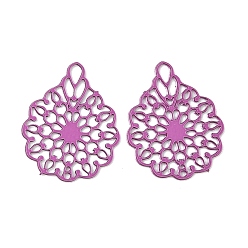 Средний Фиолетово-красный Аэрозольная краска 430 подвески из нержавеющей стали, цветок, средне фиолетовый красный, 14.5x11.5x0.3 мм, отверстие : 2x1 мм