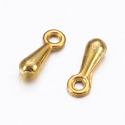 Golden Alloy Charms, Chain Extender Drop, Long-Lasting Plated, Teardrop, Golden, 7x2.5x2mm, Hole: 1mm