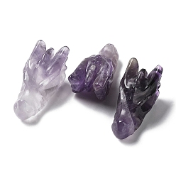 Amethyst Natural Amethyst Healing Dragon Head Figurines, Reiki Energy Stone Display Decorations, for Home Feng Shui Ornament, 42~45x18~21x18~20mm