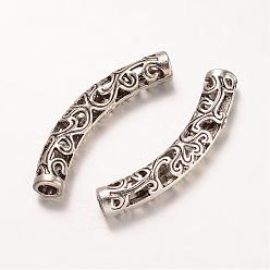 Antique Silver Tibetan Style Alloy Tube Beads, Antique Silver, 36.5x6x5mm, Hole: 3mm